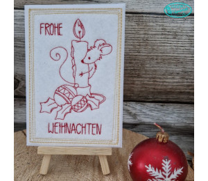 Stickdatei - ITH Postkarten Weihnachtsmaus